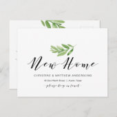 Nieuw thuisadres, Greenery, Moving Announge Briefkaart (Voorkant / Achterkant)