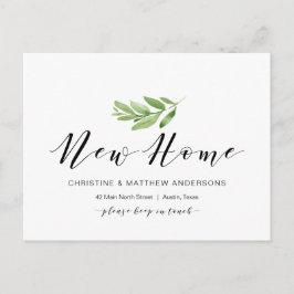 Nieuw thuisadres, Greenery, Moving Announge Briefkaart