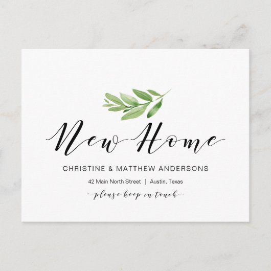 Nieuw thuisadres, Greenery, Moving Announge Briefkaart (Voorkant)