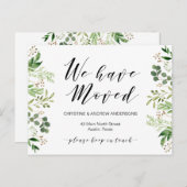 Nieuw thuisadres, Greenery, Moving Announge Briefkaart (Voorkant / Achterkant)