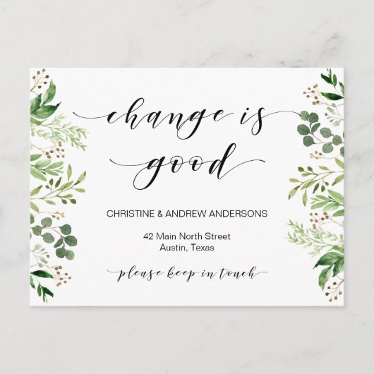 Nieuw thuisadres, Greenery, Moving Announge Briefkaart (Voorkant)