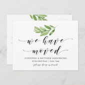 Nieuw thuisadres, Greenery, Moving Announge Briefkaart (Voorkant / Achterkant)