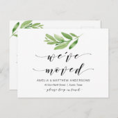 Nieuw thuisadres, Greenery, Moving Announge Briefkaart (Voorkant / Achterkant)