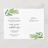 Nieuw thuisadres, Greenery, Moving Announge Briefkaart (Achterkant)