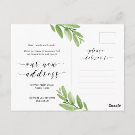 Nieuw thuisadres, Greenery, Moving Announge Briefkaart