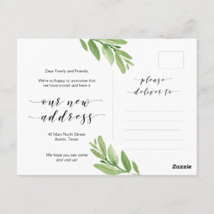 Nieuw thuisadres, Greenery, Moving Announge Briefkaart