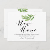 Nieuw thuisadres, Greenery, Moving Announge Briefkaart (Voorkant / Achterkant)