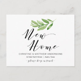 Nieuw thuisadres, Greenery, Moving Announge Briefkaart
