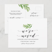 Nieuw thuisadres, Greenery, Moving Announge Briefkaart (Voorkant / Achterkant)