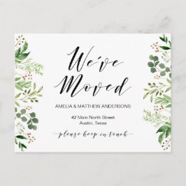 Nieuw thuisadres, Greenery, Moving Announge Briefkaart