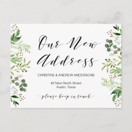Nieuw thuisadres, Greenery, Moving Announge Briefkaart