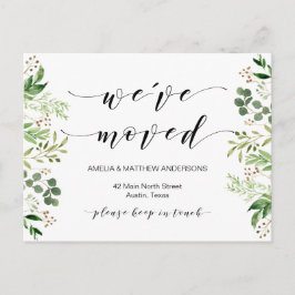 Nieuw thuisadres, Greenery, Moving Announge Briefkaart