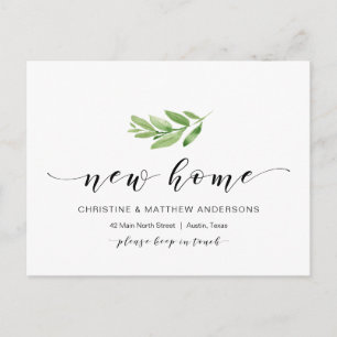 Nieuw thuisadres, Greenery, Moving Announge Briefkaart