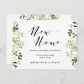 Nieuw thuisadres, Greenery, Moving Announge Briefkaart (Voorkant / Achterkant)