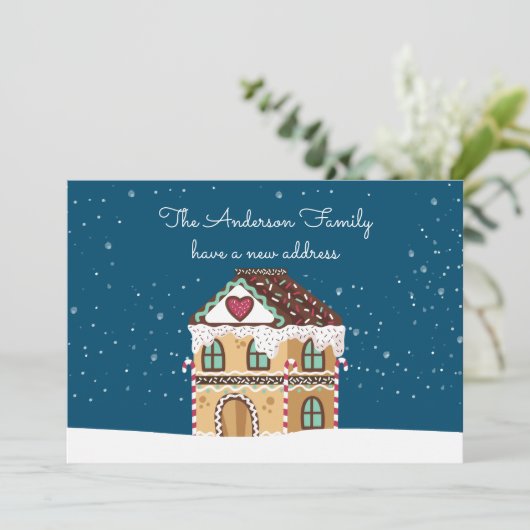 Nieuw thuisadres Kerst Winter We zijn verhuisd  Feestdagenkaart (Staand voorkant)