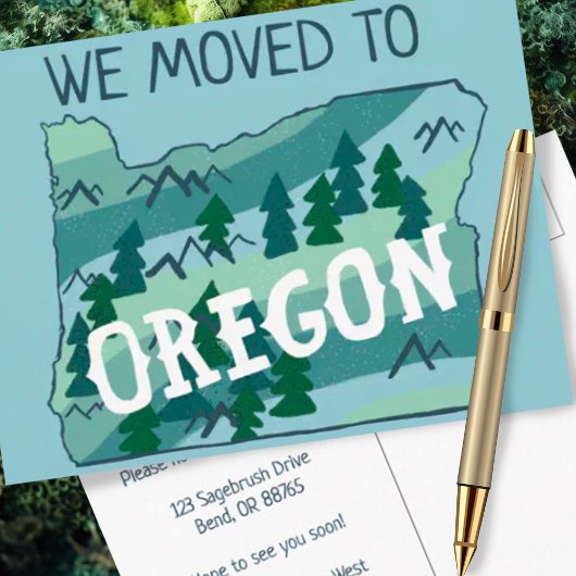 NIEUW THUISADRES Oregon State Illustrated Map Briefkaart