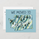NIEUW THUISADRES Washington State Illustrated Map Briefkaart (Voorkant / Achterkant)