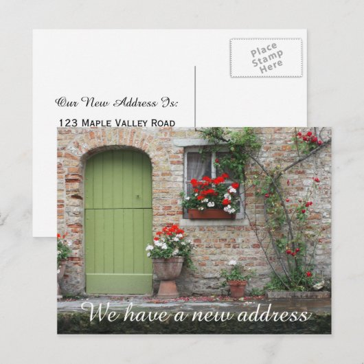 Nieuw thuisadres We hebben Briefkaarten verplaatst (Voorkant / Achterkant)