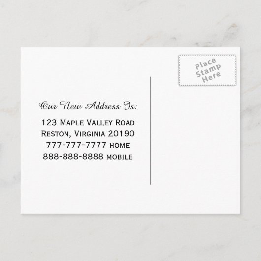 Nieuw thuisadres We hebben Briefkaarten verplaatst (Achterkant)