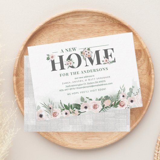 Nieuw thuisadres We hebben de mededeling van Flora Notitiekaartje