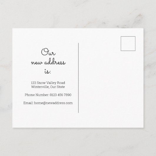 Nieuw thuisadres Winterkerst We hebben ons verplaa Aankondigingskaart (Achterkant)