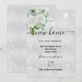 Nieuw thuisadres zilverfloraal aankondiging (Voorkant / Achterkant)