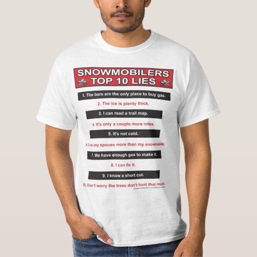 Nieuw-top-10-leugens-groot-rood T-shirt (Voorkant)