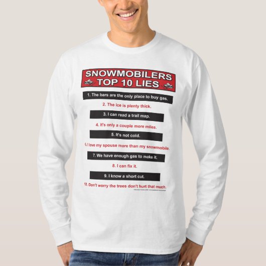 Nieuw-top-10-leugens-groot-rood T-shirt (Voorkant)