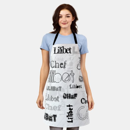 NIEUW! Trendy Naam CHEF Wordcloud Urban Chic Schort (Gedragen)