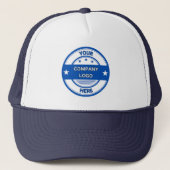NIEUW! Trucker Hat - Wit en Navy Blue - Aanpassen Pet (Voorkant)