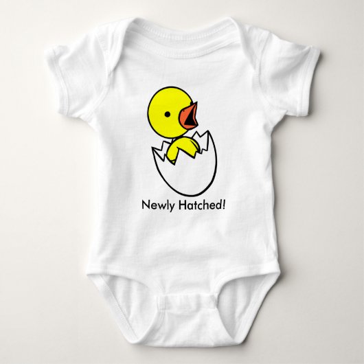 "Nieuw uitgebroed" Schattigee kip & ei Baby Shirt (Voorkant)