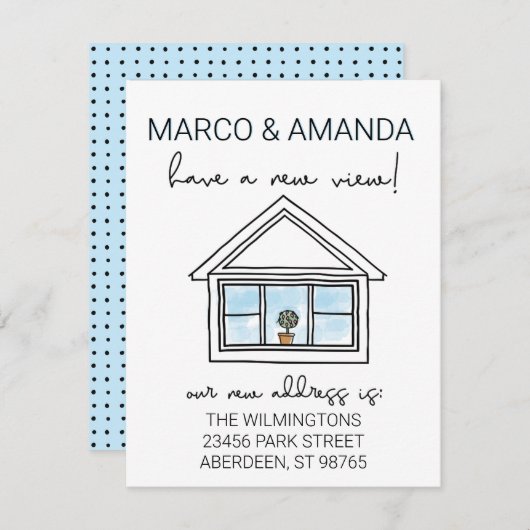 Nieuw Uitzicht venster We zijn verhuisd Aankondiging (Voorkant / Achterkant)