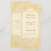 Nieuw-Victoriaans: Bleek Goud Fancy Save the Date (Voorkant / Achterkant)