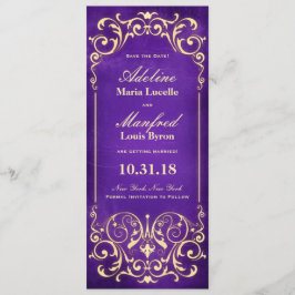 Nieuw-Victoriaans: Goud & Aubergine Save the Date