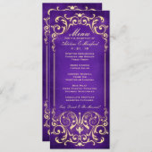 Nieuw Victoriaans: Menu Gold & Eggplant Wedding (Voorkant / Achterkant)