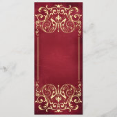 Nieuw Victoriaans: Menu Rood en Goud huwelijk (Achterkant)