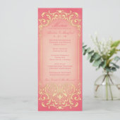 Nieuw Victoriaans: Raspberry & Gold Wedding Menu (Staand voorkant)