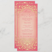 Nieuw Victoriaans: Raspberry & Gold Wedding Menu (Voorkant / Achterkant)