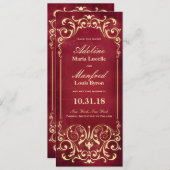 Nieuw-Victoriaans: Red & Gold Save the Date (Voorkant / Achterkant)