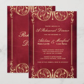 Nieuw Victoriaans: Rood & goudrepetitie Dinner Kaart (Voorkant / Achterkant)