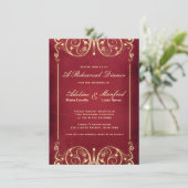 Nieuw Victoriaans: Rood & goudrepetitie Dinner Kaart (Staand voorkant)