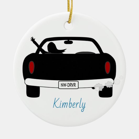 Nieuw Vrouw blauw aangepast Keramisch Ornament (Voorkant)