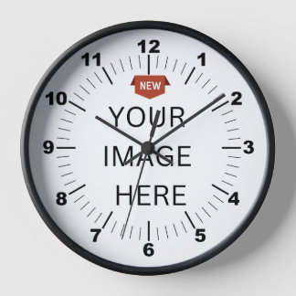 NIEUW! Wandklok, 10" Ronde Zwart Houten Lijst