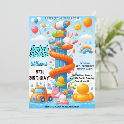 Nieuw Waterpark Cool Zomer splash pad 6e verjaarda Kaart (Staand voorkant)