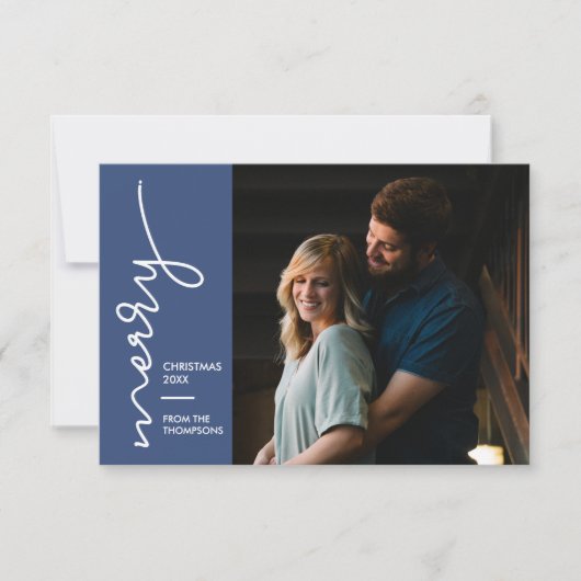 Nieuw Wed Merry-kerstscript Foto Kaart (Voorkant)
