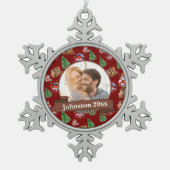 Nieuw Wed Mr. & Mrs. Tin Sneeuwvlok Ornament (Voorkant)