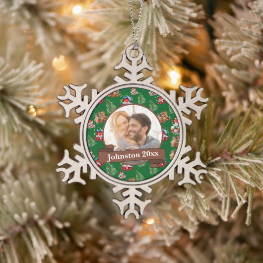 Nieuw Wed Mr. & Mrs. Tin Sneeuwvlok Ornament (Boom)