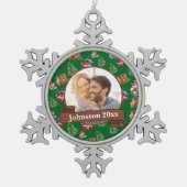 Nieuw Wed Mr. & Mrs. Tin Sneeuwvlok Ornament (Voorkant)