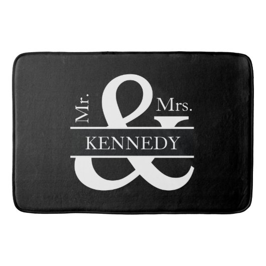 Nieuw Weds Custom Monogram Zwart Wit Badmat (Voorkant)