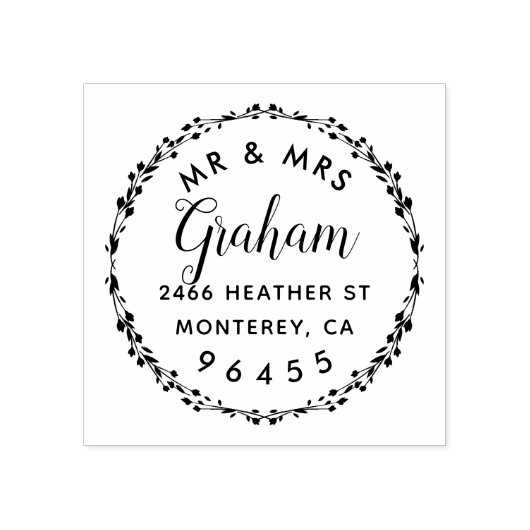 Nieuw Weds Mr & Mrs Rustiek Script Retouradres Rubberstempel (Afrduk)